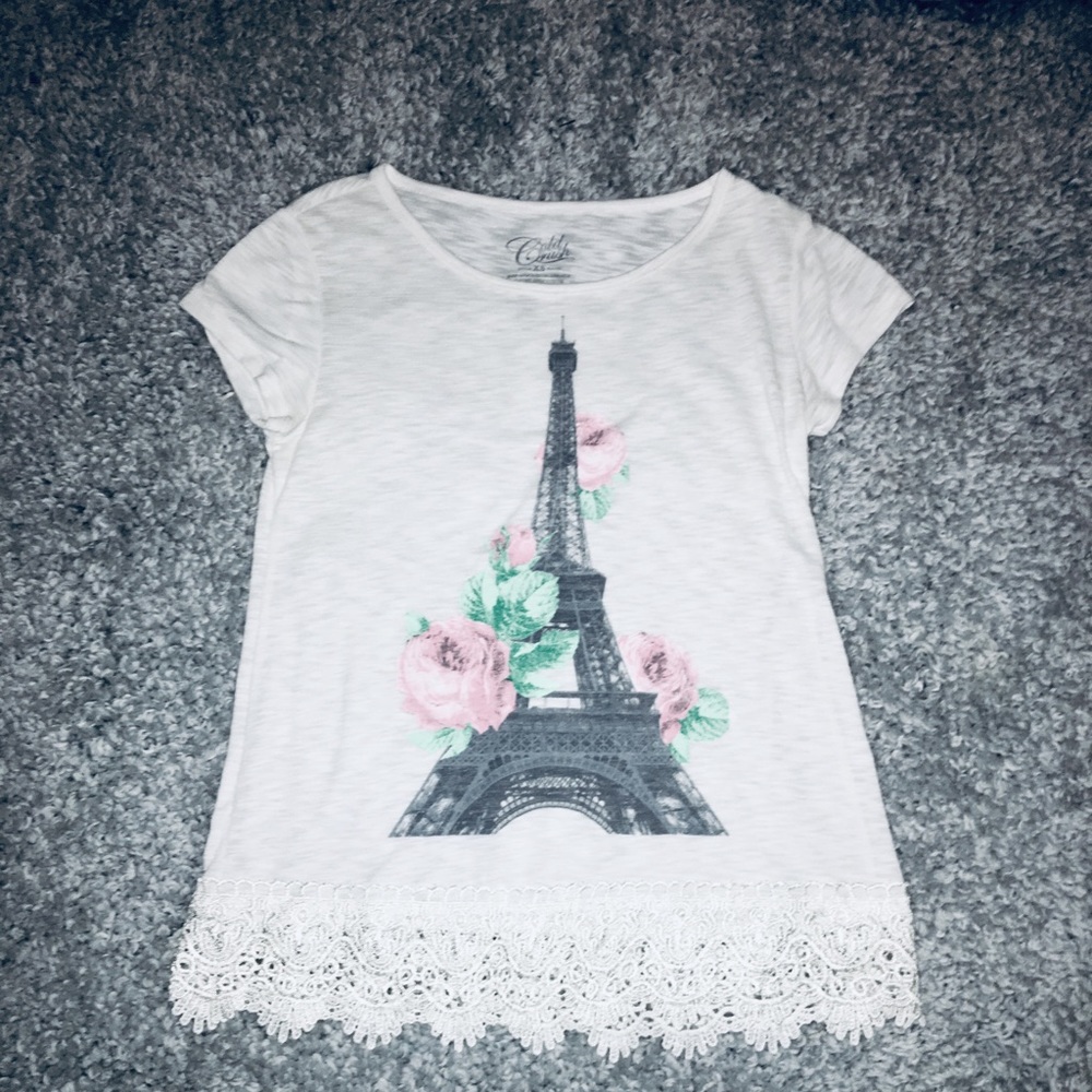Eiffel Tower Lace Cap Sleeve Top